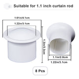 Plastic Curtain Rod Head, Column Drapery Pole Finials, Column, White, 41x33mm, Inner Diameter: 28mm