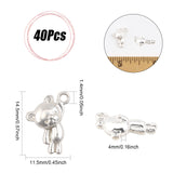 40Pcs Rack Plating Alloy Charms, Cadmium Free & Lead Free, Bear, Silver, 14.5x11.5x4mm, Hole: 1.4mm