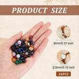 Natural & Synthetic Mixed Gemstone Beads, Round, Mixed Dyed and Undyed, 8mm, Hole: 2.5mm, 36pcs/box
