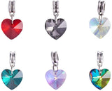 Alloy European Dangle Charms, Large Hole Pendants, with Electroplated Glass Heart Pendants, Antique Silver, Mixed Color, 25mm, Hole: 5mm, Pendant: 14x14x7mm, 5pcs/color, 30pcs/box, Plastic Bead Storage Container: 10.3x1.7cm