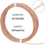 Twisted Round Copper Wire, Raw Copper Wire, Raw(Unplated), 20 Gauge, 0.8mm, 7m/roll