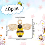 40Pcs Alloy Enamel Pendants, Cadmium Free & Nickel Free & Lead Free, Golden, Bee Charm, Gold, 17.5x22.5x4mm, Hole: 2mm