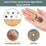 Natural Ocean Jasper/Ocean Agate Beads Strands, Round, 6.5~6.8mm, Hole: 1mm, about 60pcs/Strand, 15.28 inch(38.8cm), 2strands