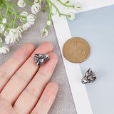 304 Stainless Steel Beads, Wolf Head, Antique Silver, 14x11x11mm, Hole: 2mm, 2pcs/box