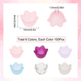 600Pcs 6 Colors Transparent Acrylic Beads & Bead Caps, For Jewelry Making, Lily of the Valley & Tulip, Clear, 10x6mm, Hole: 1.5mm, 100pcs/color