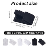 39Pcs 3 Styles Plastic Ring Holder, Ring Display Stand, Rectangle, Mixed Color, 2.4x1.65x1cm, 13pcs/color