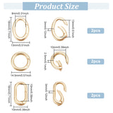 6 Pcs 3 Styles Rack Plating Brass Spring Gate Rings, Cadmium Free & Nickel Free & Lead Free, Long-Lasting Plated, Mixed Shape O Rings, Real 18K Gold Plated, 14~18x10~13x2.5~3mm, 9~10 Gauge, nner diameter: 10~13x8~10mm, 2pcs/style