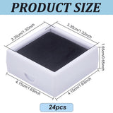 Square Plastic Loose Diamond Gemstone Storage Boxes, with Clear Glass Window and Black Sponge, White, 4.15x4.15x1.65cm