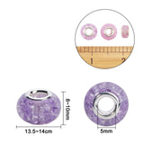 Acrylic & Resin & Polymer Clay Rhinestone European Beads, Large Hole Beads, with Silver Color Core, Rondelle, Mixed Color, Beads: 13.5~14x8~10mm, Hole: 5mm, 54pcs/bag, 1bag/box