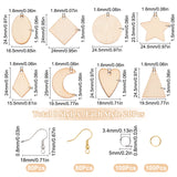 DIY Geometry Earring Making Kit, Including Teardrop & Oval & Rhombus & Heart & Star Natural Wood Pendants, Brass Earring Hooks, Antique White, 520Pcs/bag