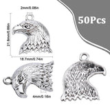 50Pcs Tibetan Style Zinc Alloy Pendants, Eagle, Antique Silver, 21.8x18.7x4mm, Hole: 2mm