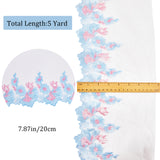 Flower Pattern Polyester Embroidered Ornament Accessories, Lace Organza Trimming, Sewing Craft Decoration, Light Sky Blue, 200x1mm, about 5 yards/pc