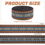 16.5M Ethnic Style Polyester Jacquard Stripe Ribbons, for Hat Decoration, Blue, Red, 2 inch(51mm), about 18.04 Yards(16.5m)/Roll