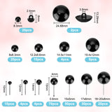 250pcs 13 Style Plastic Needle Felting Eyes & Sew On Eyes, Round & Flat Round, Black, 3~20x4~13.29mm, Hole: 2.4~3.8mm, Pin: 0.6mm