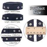 Platinum Tone Iron Snap Button Tape, Polyester Fasteners Trim Ribbon for DIY Sewing Crafts, Black, 3/4 inch(19mm)