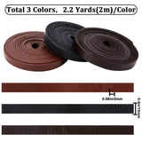 6M 3 Colors Flat Cowhide Cord, for Necklace & Bracelet Making Accessories, Mixed Color, 10x2mm, 2m/color