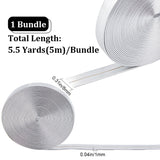 5M Flat Imitation Leather Cord, for Pillow Decor, Silver, 8x1mm, about 5.47 Yards(5m)/Roll