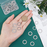 40Pcs 2 Style 304 Stainless Steel Linking Rings, Laser Cut, Textured, Round Ring, Stainless Steel Color, 20pcs/style