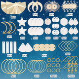 DIY Geometry Dangle Earring Making Kit, Including Sun & Moon & Fan & Hexagon & Rhombus Natural Shell & Brass & Iron & Alloy Link Connectors & Pendants, Brass Earring Hooks, White, 120Pcs/box
