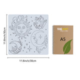 PET Plastic Hollow Out Drawing Painting Stencils Templates, Square, Moon, Sun Pattern, 300x300mm