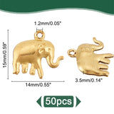 Brass Elephant Pendants, Golden, 14x15x3.5mm, Hole: 1.2mm, 50pcs/box