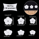 150Pcs 3 Style Opaque Resin Beads, Flower, White, 11.5~16.5x12~17x2~3mm, hole: 1.2~1.8mm