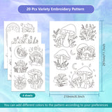 4 Sheets 11.6x8.2 Inch Stick and Stitch Embroidery Patterns, Non-woven Fabrics Water Soluble Embroidery Stabilizers, Mushroom, 297x210mmm