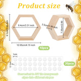 10Pcs Hexagon Wooden Dessert Cupcake Organizer Holder, with 30Pcs Acrylic Double-sided Tape, PeachPuff, 9.1x10.55x3.5cm, Inner Diameter: 7.35cm