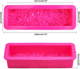 Food Grade Silicone Molds, Fondant Molds, For DIY Cake Decoration, Chocolate, Candy, Soap, Cuboid with Rose Pattern, Hot Pink, 248x82x53mm, Inner Diameter: 221x58mm