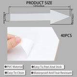 20 Sets PVC Self Adhesive Arrow Label Stickers, Waterproof Directional Arrow Sign Decals for Floors, Walls and Smooth Surfaces, White, 50x199x0.2mm, 2pcs/set