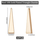 30Pcs Brass Pendants, Nickel Free, Triangle, Real 18K Gold Plated, 22x5x2.5mm, Hole: 1mm