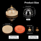10 Sets 2 Colors Clear Glass Dome Cloches, Half Round Bell Jars, Decorative Hanging Glass Cover, with 10Pcs 2 Colors Natural Wood Cabochon Settings, Mixed Color, Cover: 25x13mm, Inner Diameter: 22mm