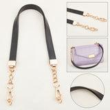 Imitation Leather Bag Handles, with Alloy Swivel Clasps, for Bag Straps Replacement Accessories, Black, 62.5x1.9x0.45cm