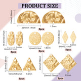 48Pcs 6 Styles Brass Connector Charms, Double-Sided Textured, Triangle & Half Round & Rhombus, Mixed Shapes, Raw(Unplated), 13.5~20x8~29x0.5~3mm, Hole: 1.2~1.8mm, 8pcs/style