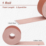PU Leather Fabric, for Shoes Bag Sewing Patchwork DIY Craft Appliques, Sienna, 3.75x0.13cm, 2m/roll
