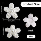Acrylic Imitation Pearl Beaded Appliques, Sew on Ornament Accessories, 5-Petal Flower, White, 53.5x54x8mm