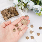 100Pcs Brass Stamping Blank Tag Charms, Nickel Free, Flat Round, Antique Bronze, 12x0.5mm, Hole: 4.2mm