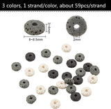 3 Strands 3 Colors Natural Lava Rock Beads Strands, Dyed, Flat Round, Mixed Color, 8~8.5x3~4mm, Hole: 2mm, about 62 pcs/Strand, 7.87 inch(20 cm), 1strand/color