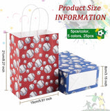 25Pcs 5 Colors Rectangle with Sport Good Pattern Paper Bags, with Handles, for Gift Bags, Shopping Bags, Mixed Color, 15x8x21cm, 5pcs/color