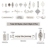 Tibetan Style Zinc Alloy Links Connectors, Mixed Shapes, Antique Silver, 40pcs/box