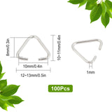 100Pcs 304 Stainless Steel Triangle Rings, Buckle Clasps, Fit for Top Drilled Beads, Webbing, Strapping Bags, Stainless Steel Color, 10~11x12~13x1mm