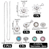 DIY Interchangeable Necklace Making Kit, Including 304 Stainless Steel Cable Chain Necklace Making, Alloy Hang Snap Base Pendants & Snap Buttons, Mixed Color, 8Pcs/box