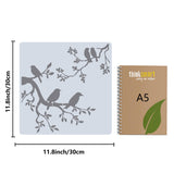 PET Plastic Hollow Out Drawing Painting Stencils Templates, Square, Bird Pattern, 300x300mm