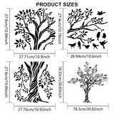 1 Set PET Hollow Out Drawing Painting Stencils, for DIY Scrapbook, Photo Album, with 1Pc Art Paint Brushes, Tree, 300x300mm, 3pcs/set