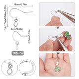100Pcs 304 Stainless Steel French Earring Hooks, Flat Earring Hooks, Ear Wire, with Horizontal Loop, Stainless Steel Color, 15~17x18mm, Hole: 2mm, 21 Gauge, Pin: 0.7mm