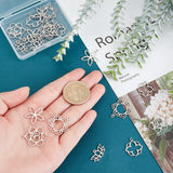 20Pcs 5 Style Stainless Steel Pendants, Laser Cut, Flower, Stainless Steel Color, 4pcs/style