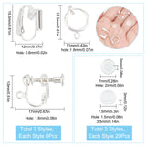 18Pcs 3 Style Brass Clip-on Earring Findings, with 20Pcs Plastic Pads, Silver, 13~15.5x11~17x1.5~7.5mm, 6Pcs/style