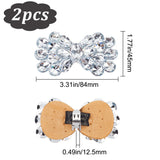 2Pcs Alloy Rhinestone Shoe Decorations, Detachable Shoe Buckle Clips, Bowknot, Crystal, 45x84x12.5mm