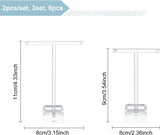 T Bar Organic Glass Earring Display Stand, T Bar with Two Holes, Clear, 6x9cm, 8x11cm, 2pcs/set