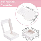 Square Foldable Creative Cardboard Box, Gift Box, with Window, White, 11x10.5x3.05cm